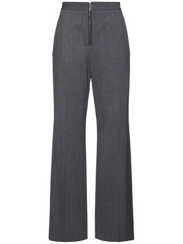 Pantalon Droit En Laine Mélangée Avec Zip - MSGM - Modalova