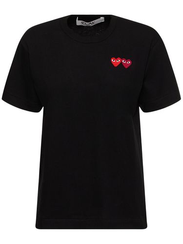 T-shirt En Coton Avec Coeurs Brodés - COMME DES GARÇONS PLAY - Modalova