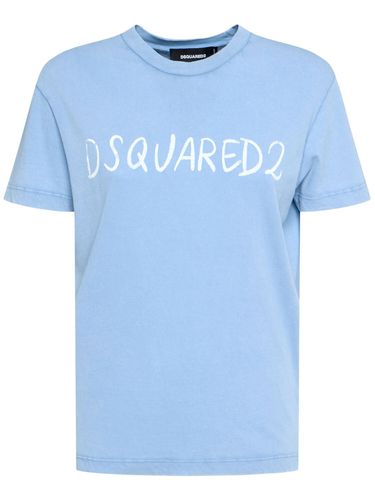 T-shirt En Jersey De Coton À Imprimé Logo - DSQUARED2 - Modalova