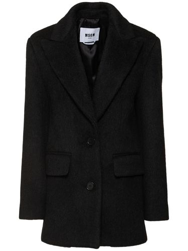 Manteau Court En Laine Mélangée Boutonnage Simple - MSGM - Modalova