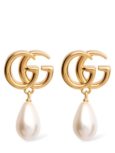 Pendants D’oreilles En Laiton Et Perles Gg Marmont - GUCCI - Modalova