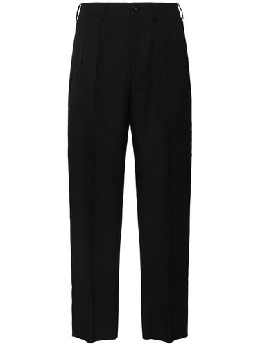 Pantalon Droit En Gabardine De Laine À Plis - YOHJI YAMAMOTO - Modalova