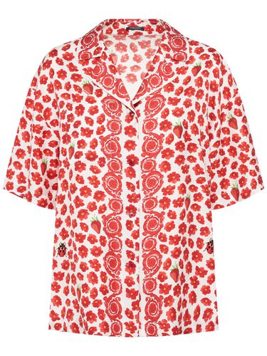 Chemise En Sergé De Soie Imprimé Fraises - VERSACE - Modalova