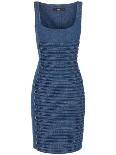 Robe Midi En Denim De Coton - VERSACE - Modalova