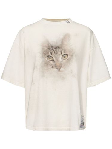 T-shirt En Jersey De Coton Imprimé Chat - MIHARA YASUHIRO - Modalova