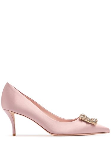 Escarpins En Satin Avec Fleur En Cristaux 65 Mm - ROGER VIVIER - Modalova