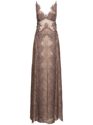 Robe Longue En Dentelle De Coton Mélangé - ALBERTA FERRETTI - Modalova