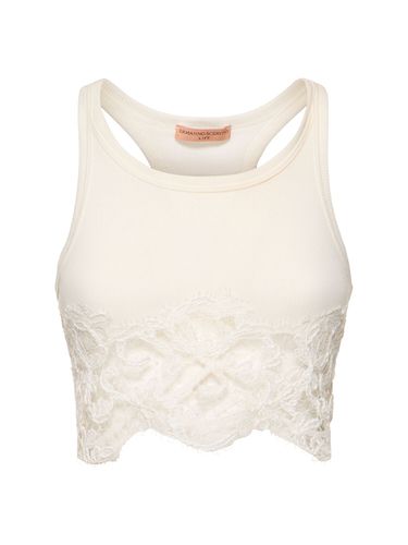 Crop Top En Coton Mélangé Et Dentelle - ERMANNO SCERVINO - Modalova