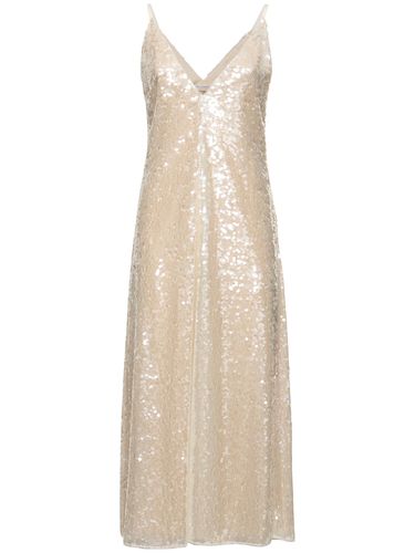 Robe Longue En Sequins À Col En V - PHILOSOPHY DI LORENZO SERAFINI - Modalova