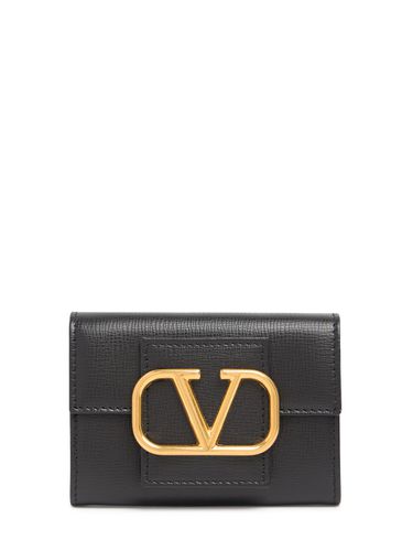 Porte-cartes En Cuir Grainé Vlogo - VALENTINO GARAVANI - Modalova