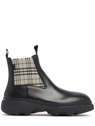 Bottes Chelsea En Cuir À Carreaux - BURBERRY - Modalova