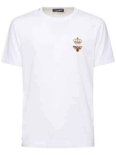 T-shirt En Coton Brodé Bee And Crown - DOLCE & GABBANA - Modalova