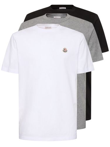 Pack Of 3 Logo Patch Cotton T-shirts - MONCLER - Modalova