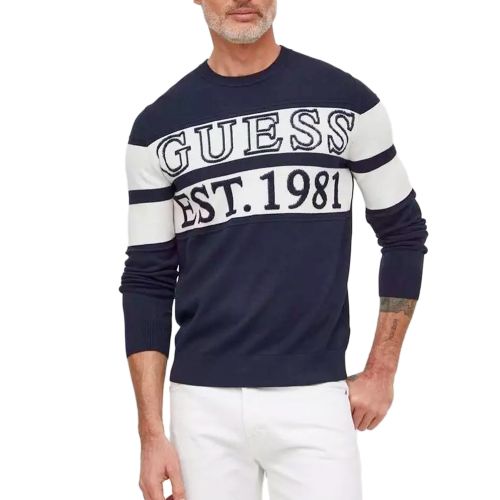 Pull Guess logo est 1981 Homme Bleu - Guess - Modalova