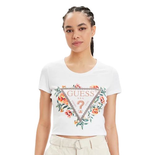 T shirt Guess Flowers Femme Blanc - Guess - Modalova