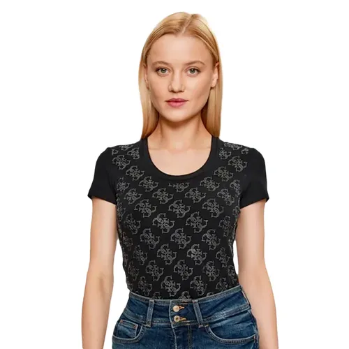 T shirt Guess strass 4g Femme Noir - Guess - Modalova