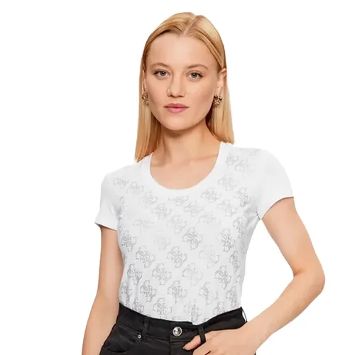 T shirt Guess strass 4g Femme Blanc - Guess - Modalova