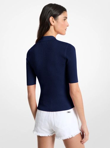 MK Polo à lacets en viscose extensible côtelée - Michael Kors - MICHAEL Michael Kors - Modalova