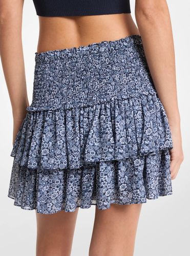 MK Mini-jupe smockée en georgette à imprimé floral - Michael Kors - MICHAEL Michael Kors - Modalova