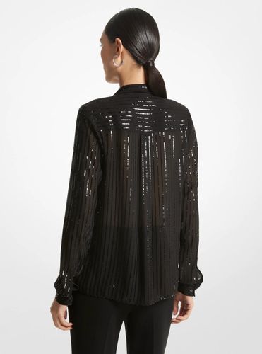 MK Chemisier à col lavallière en georgette avec rayures à sequins - Michael Kors - MICHAEL Michael Kors - Modalova