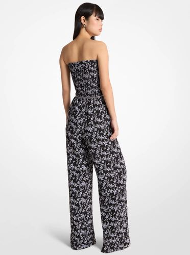 MK Combinaison smockée en georgette à imprimé fleuri avec ceinture - Michael Kors - MICHAEL Michael Kors - Modalova