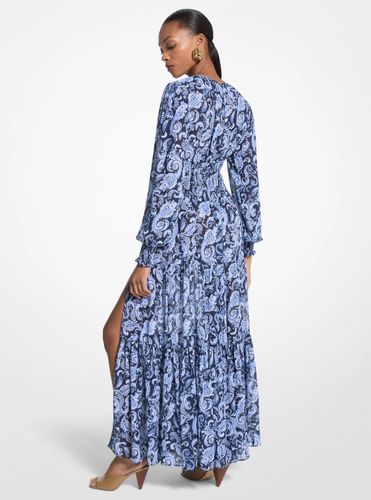 MK Robe longue smockée en georgette à imprimé cachemire - Michael Kors - MICHAEL Michael Kors - Modalova