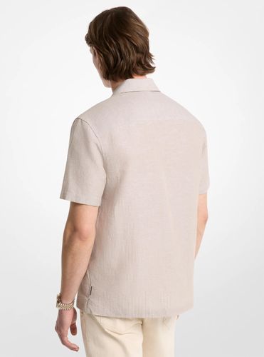 MK Chemise rayée en coton et lin à col cubain - Michael Kors - Michael Kors Mens - Modalova