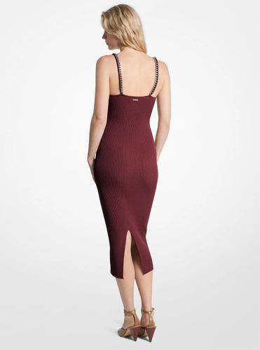 MK Robe mi-longue en tricot extensible côtelé à maillons - Michael Kors - MICHAEL Michael Kors - Modalova