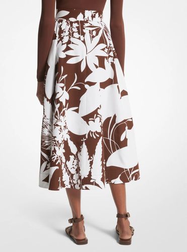 MK Jupe en coton et faille de soie à fleurs dégradées - Michael Kors - MICHAEL KORS COLLECTION - Modalova
