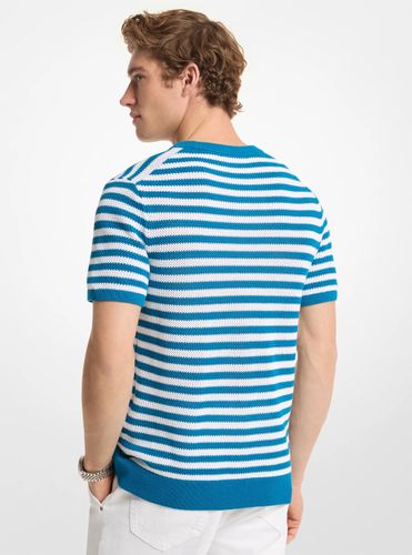 MK Pull à manches courtes en maille de coton à rayures - Michael Kors - Michael Kors Mens - Modalova