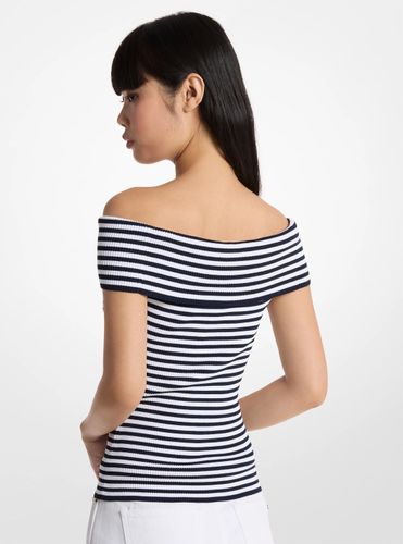 MK Haut rayé à épaules dénudées en tricot extensible - Michael Kors - MICHAEL Michael Kors - Modalova