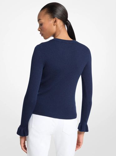 MK Cardigan en laine côtelée mélangée avec poignets à volants - Michael Kors - MICHAEL Michael Kors - Modalova