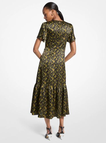 MK Robe mi-longue en satin effet martelé à motif floral - Michael Kors - MICHAEL Michael Kors - Modalova