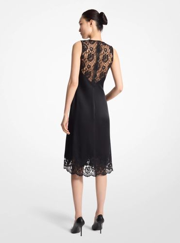 MK Robe en satin charmeuse à bordure en dentelle - Michael Kors - MICHAEL KORS COLLECTION - Modalova