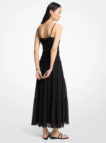 MK Robe maxi smockée en georgette - Michael Kors - MICHAEL Michael Kors - Modalova