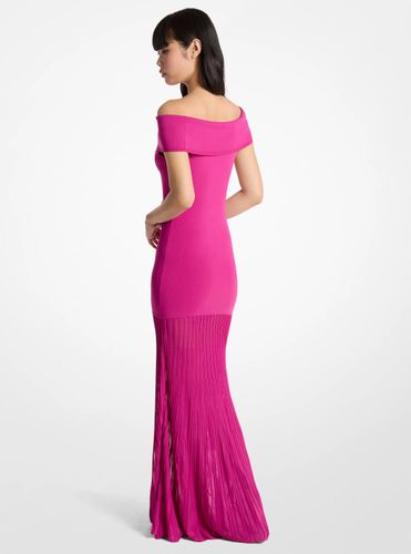 MK Robe longue plissée en tricot extensible à épaules dénudées - Michael Kors - MICHAEL Michael Kors - Modalova