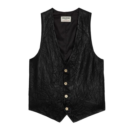 Gilet Emilie Cuir Froissé Noir - Taille 36 - Zadig & Voltaire - Modalova