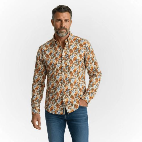 Chemise ml légère orange à motif floral - BLACKS LEGEND - Modalova