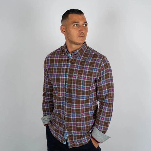 Chemise ml marron en flanelle à carreaux - BLACKS LEGEND - Modalova