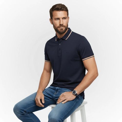 Polo bleu marine mercerisé - BLACKS LEGEND - Modalova