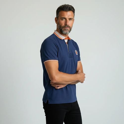 Polo slub bleu col contrasté - BLACKS LEGEND - Modalova