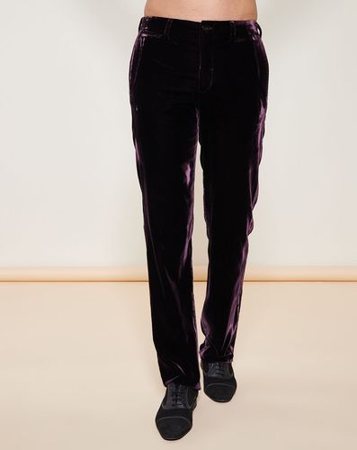 Pantalon coupe droite en Velours uni violet - Giorgio Armani - Modalova