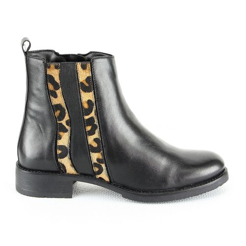 Chelsea boots en Cuir et Velours de Cuir Dorothee noir/léopard beige - Biscote - Modalova