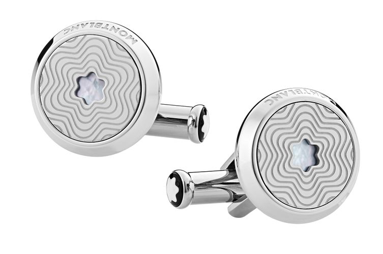 Boutons de Manchette avec Emblème Sommet Enneigé en Nacre - Acier inoxydable - MB123808 - Boutons De Manchette - MONTBLANC - Modalova