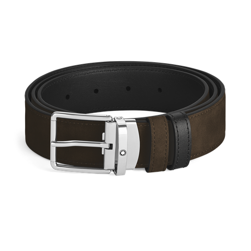Ceinture réversible à boucle Everyday de 35 mm en cuir marron/noir - MB221008 - Ceintures - MONTBLANC - Modalova