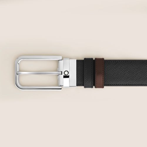 Ceinture Réversible 35 mm à boucle Rectangulaire en Cuir Sartorial - /Ébène - Cuir - MB223415 - Ceintures - MONTBLANC - Modalova