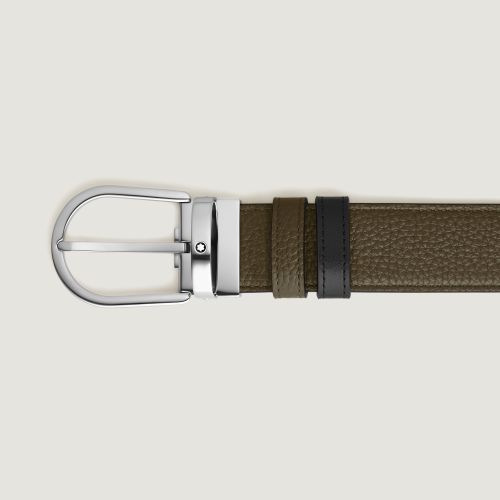Ceinture Réversible Horseshoe 35 mm en Cuir Grainé - MB198451 - Ceintures - MONTBLANC - Modalova