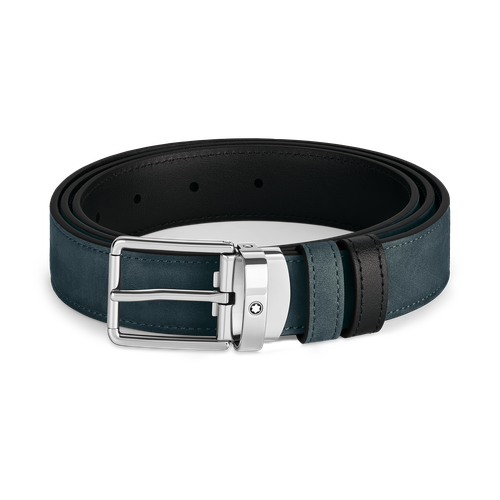Ceinture réversible à boucle Everyday de 30 mm en cuir bleu velours/noir - MB221005 - Ceintures - MONTBLANC - Modalova