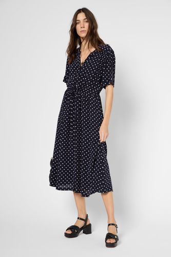 Robe midi cintrée à pois - POPELINE - Gerard Darel - Modalova