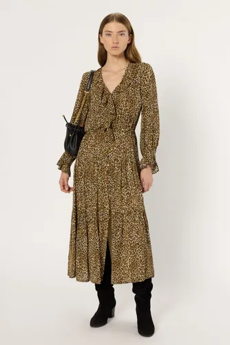 Robe longue léopard à volants - LYZA - Gerard Darel - Modalova